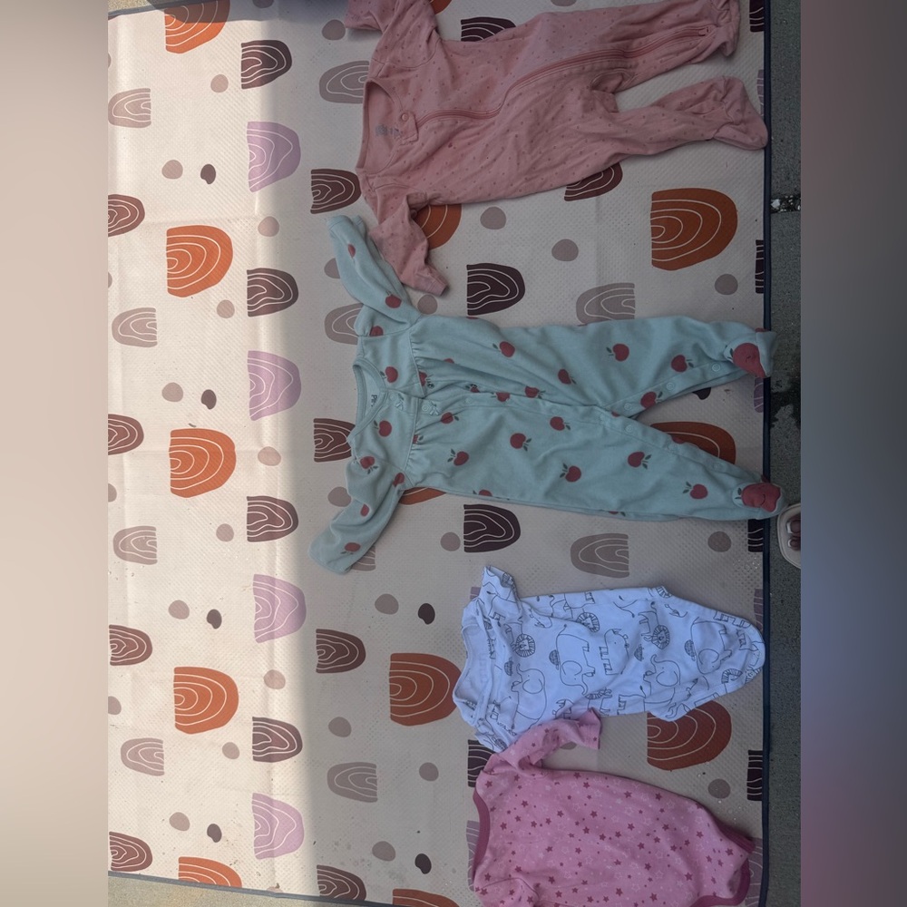 Carter's Pink, Green, and White Bodysuits Set